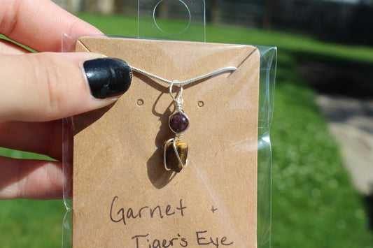 Garnet & Tiger's Eye Dainty Double