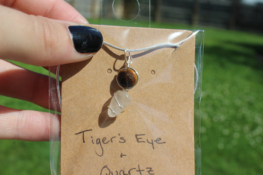 Tiger's Eye & Quartz Dainty Double