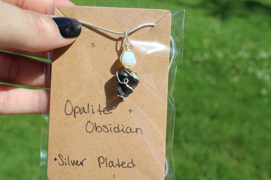 Opalite & Obsidian Dainty Double