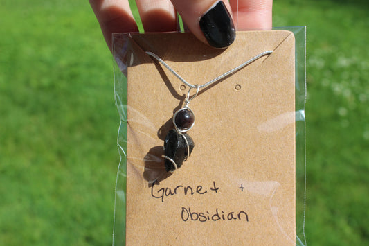 Garnet & Obsidian Dainty Double