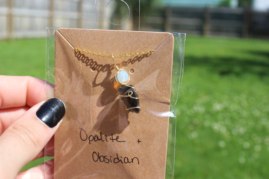 Opalite & Obsidian Dainty Double