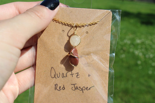 Quartz & Red Jasper Dainty Double