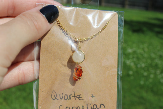 Quartz & Carnelian Dainty Double
