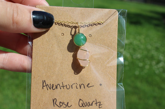 Aventurine & Rose Quartz Dainty Double