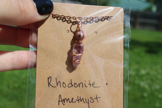 Rhodonite & Amethyst Dainty Double