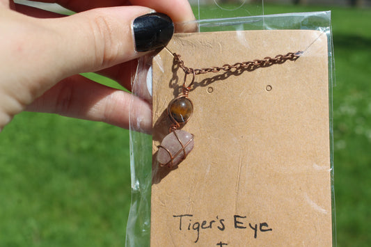 Tiger's Eye & Watermelon Tourmaline Dainty Double