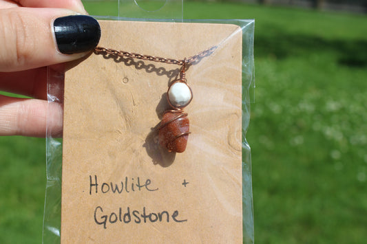 Howlite & Goldstone Dainty Double