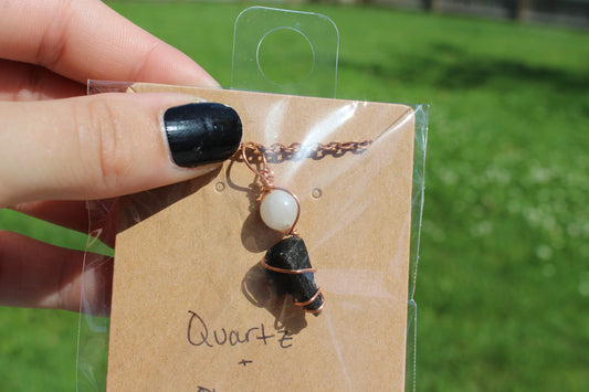 Quartz & Obsidian Dainty Double
