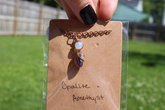 Opalite & Amethyst Dainty Double