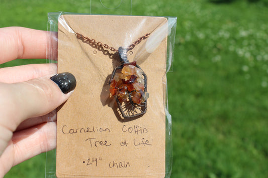 Carnelian Coffin Tree of Life Pendant