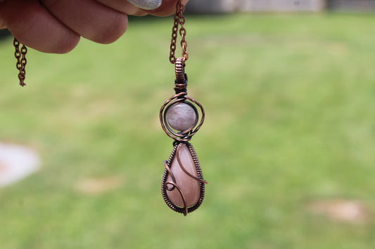 Amethyst & Peach Moonstone Pendant