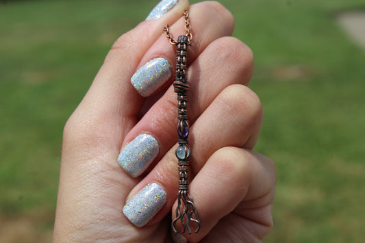Amethyst & Aquamarine Witches Broom Pendant