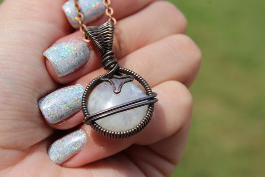 Rainbow Moonstone Planet Pendant
