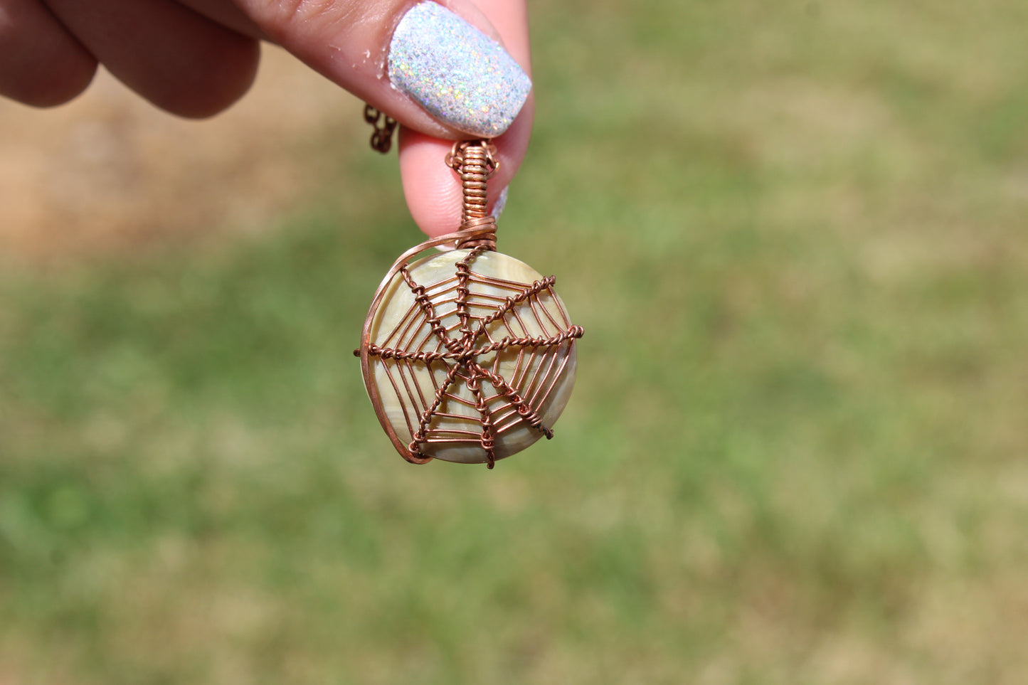 Ocean Jasper Spider Web Pendant