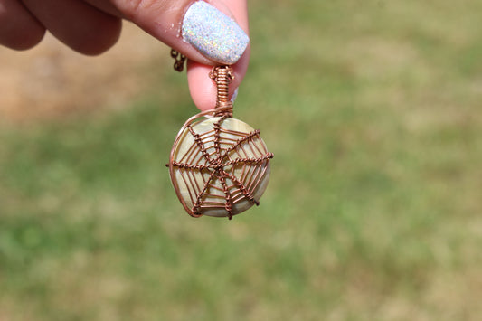 Ocean Jasper Spider Web Pendant