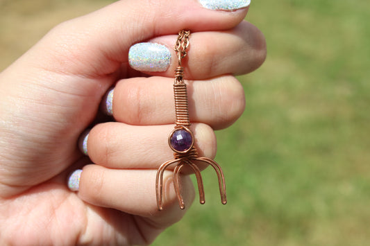Amethyst Pitchfork Pendant