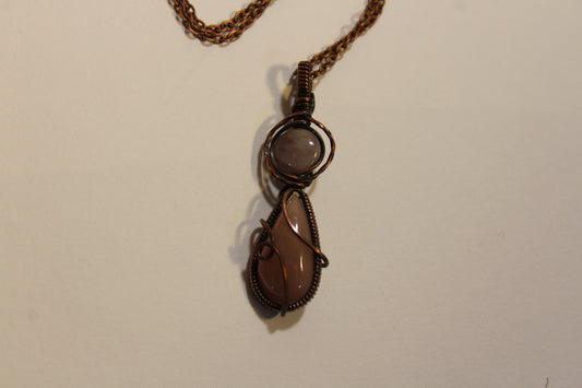 Amethyst & Peach Moonstone Pendant