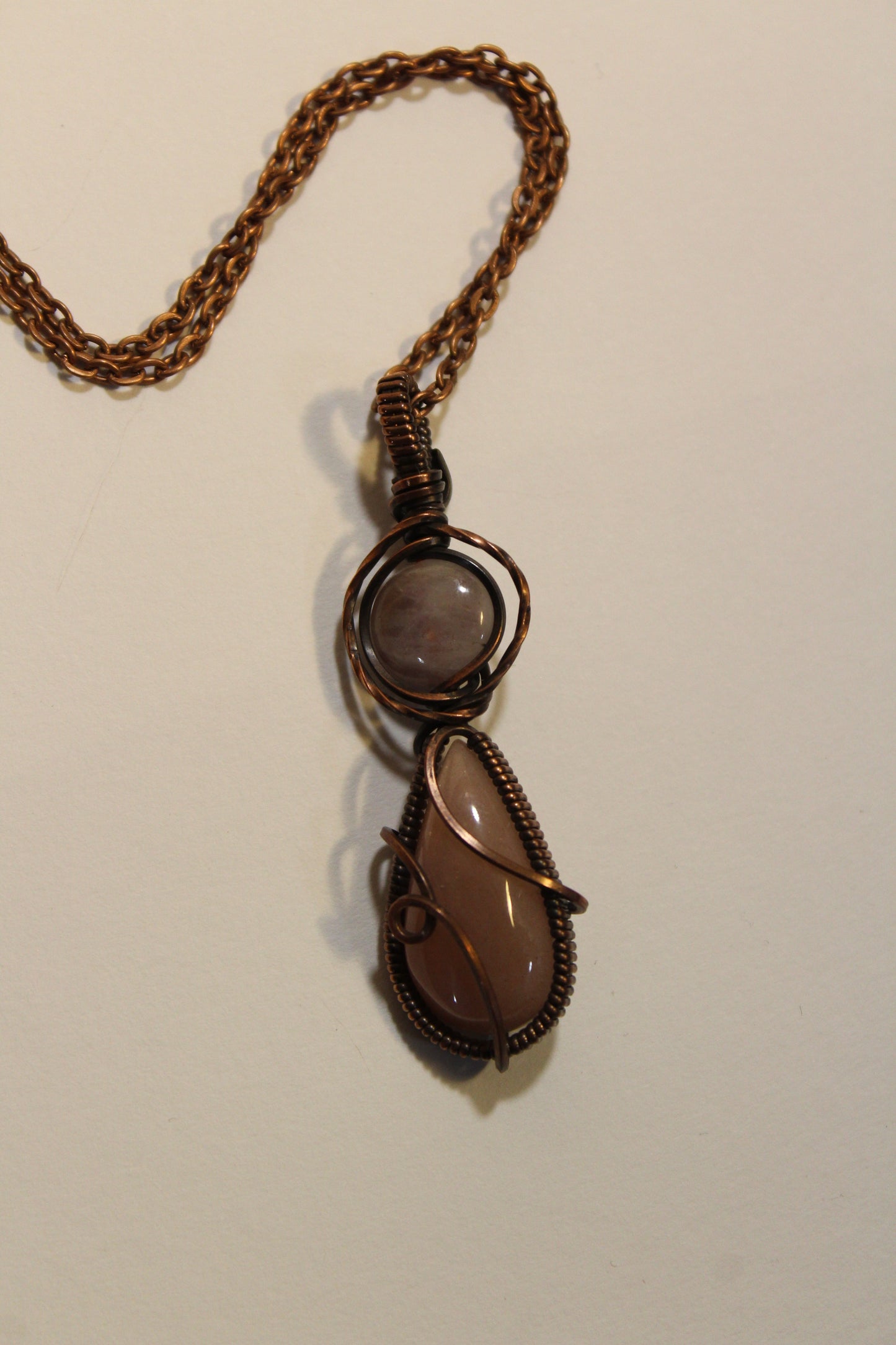 Amethyst & Peach Moonstone Pendant