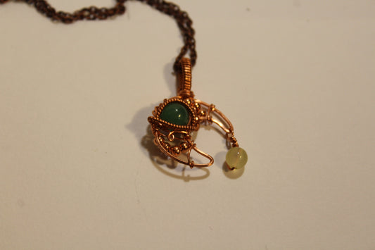 Aventurine & Yellow Agate Crescent Moon