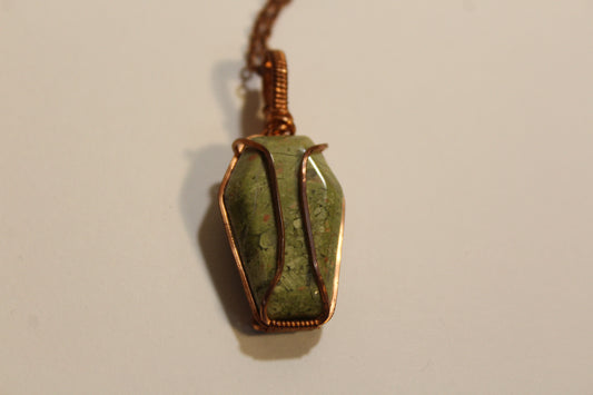 Unakite Coffin Pendant