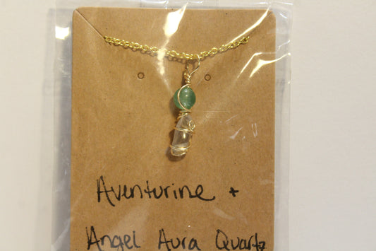 Aventurine & Angel Aura Quartz Dainty Double
