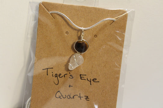 Tiger's Eye & Quartz Dainty Double
