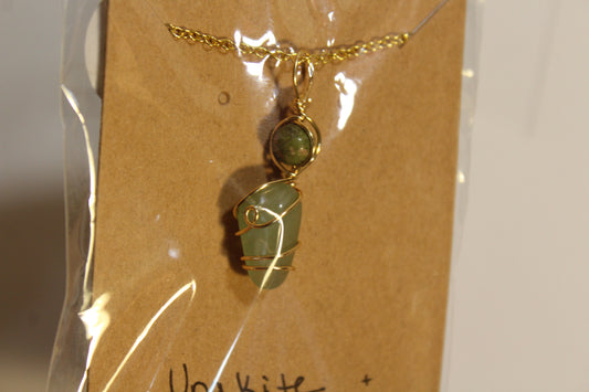 Unakite & Prehnite with Epidote Dainty Double