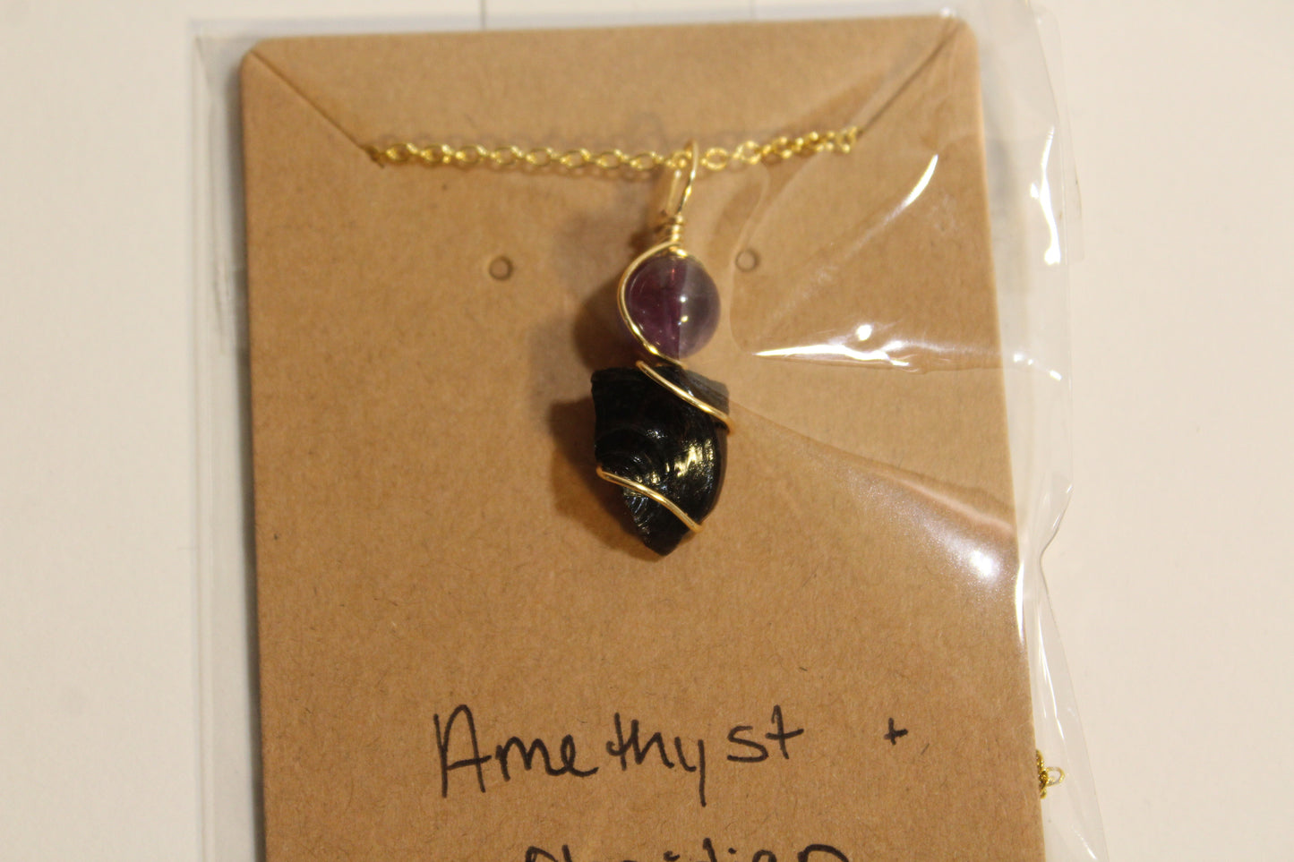 Amethyst & Obsidian Dainty Double