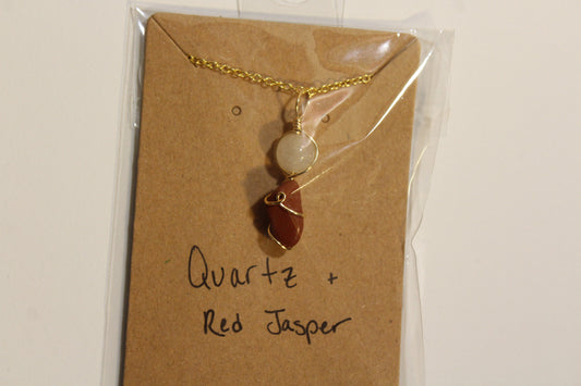Quartz & Red Jasper Dainty Double