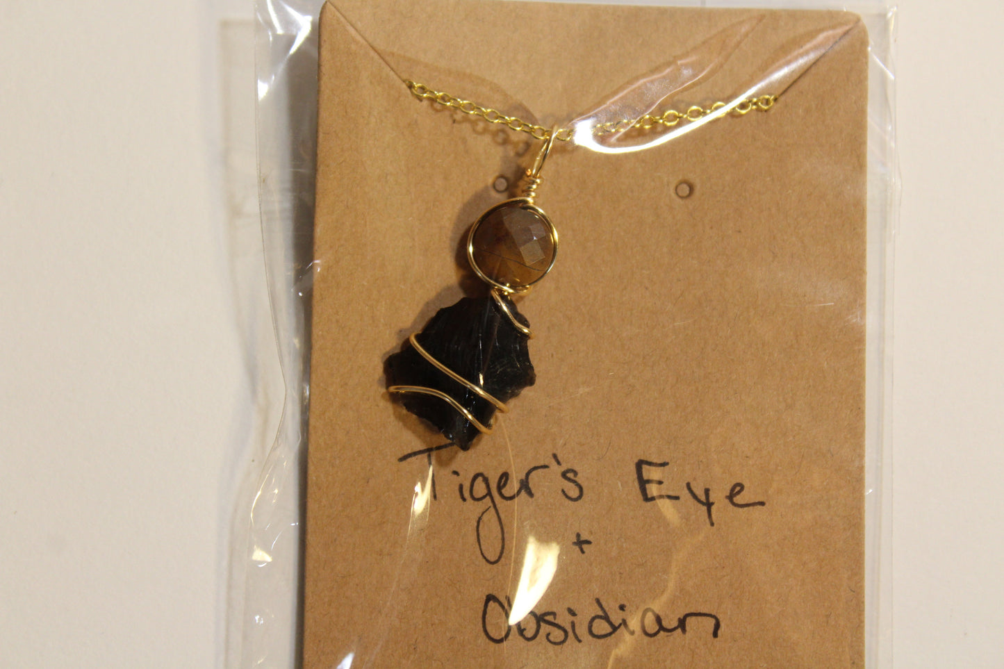 Tiger's Eye & Obsidian Dainty Double