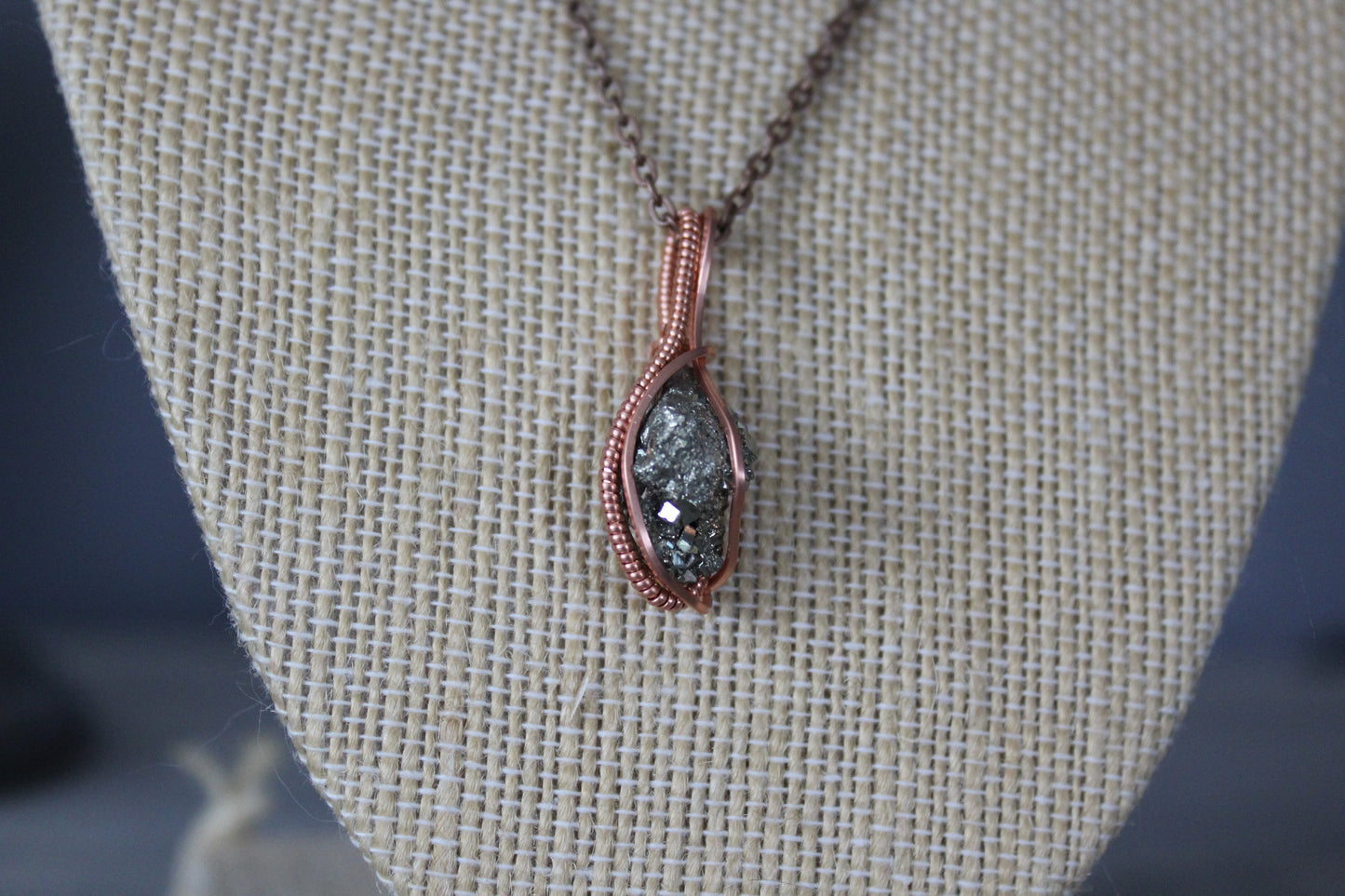 Pyrite in Copper Pendant