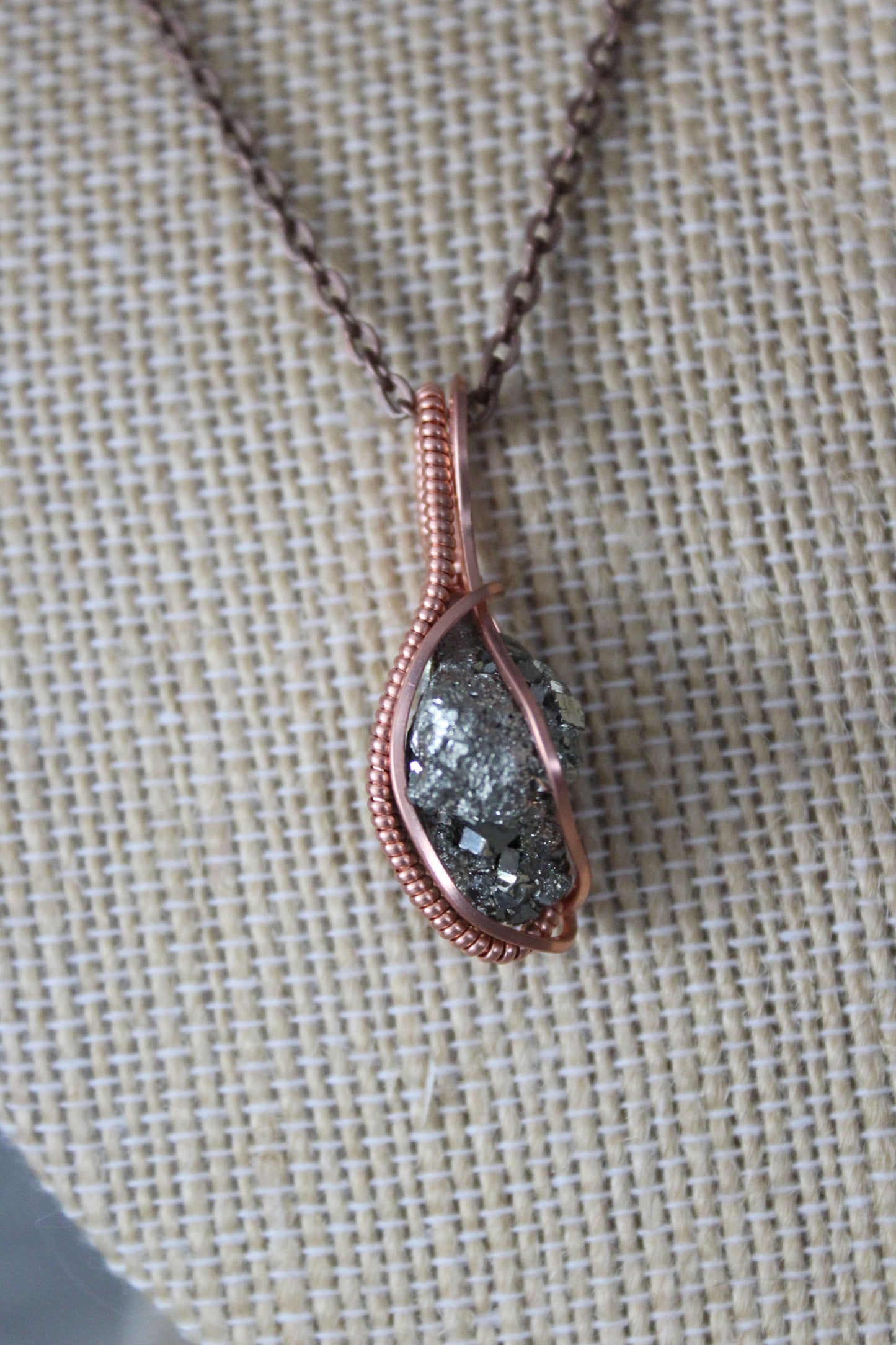 Pyrite in Copper Pendant