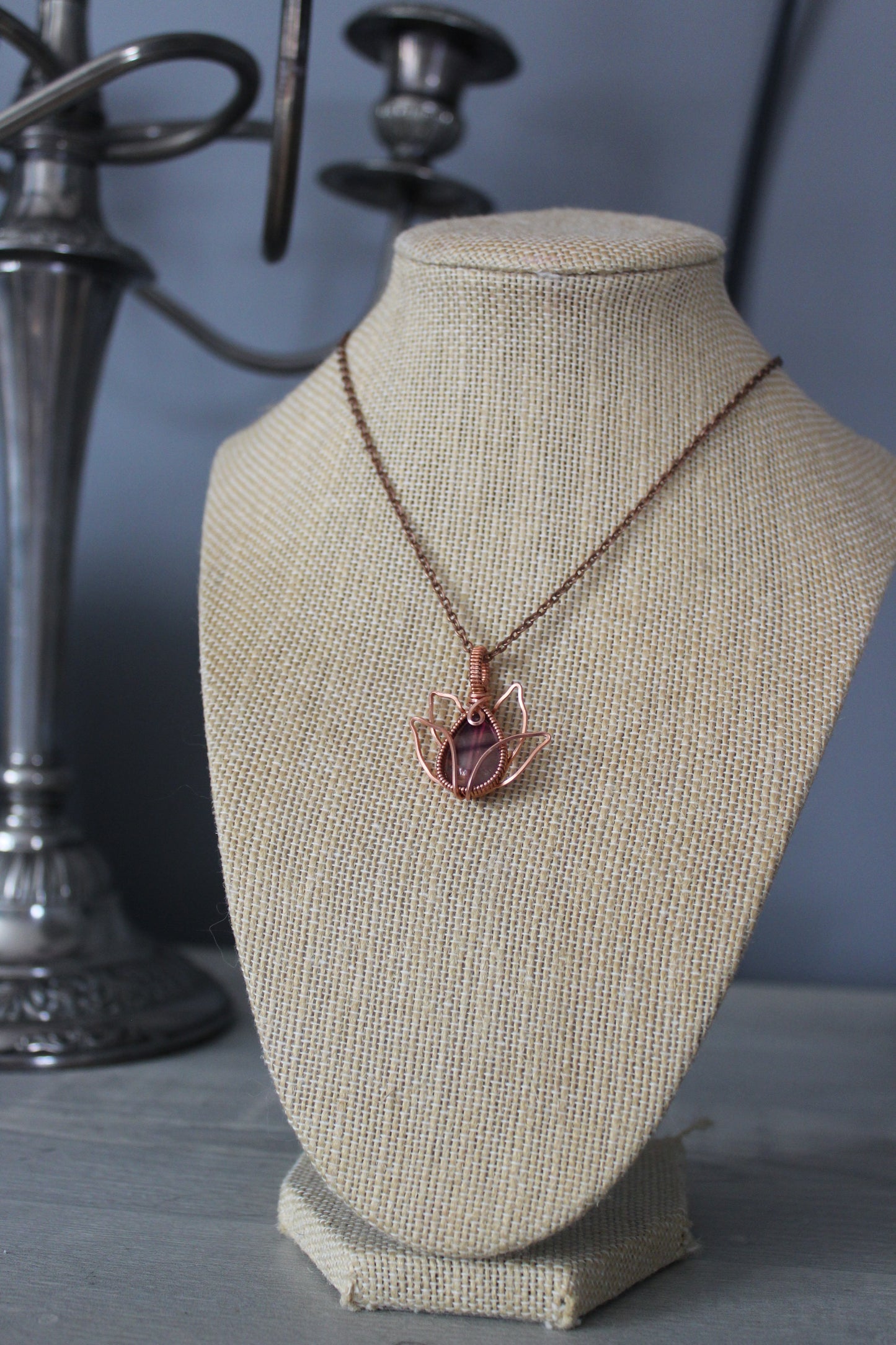 Flourite Lotus Flower Pendant