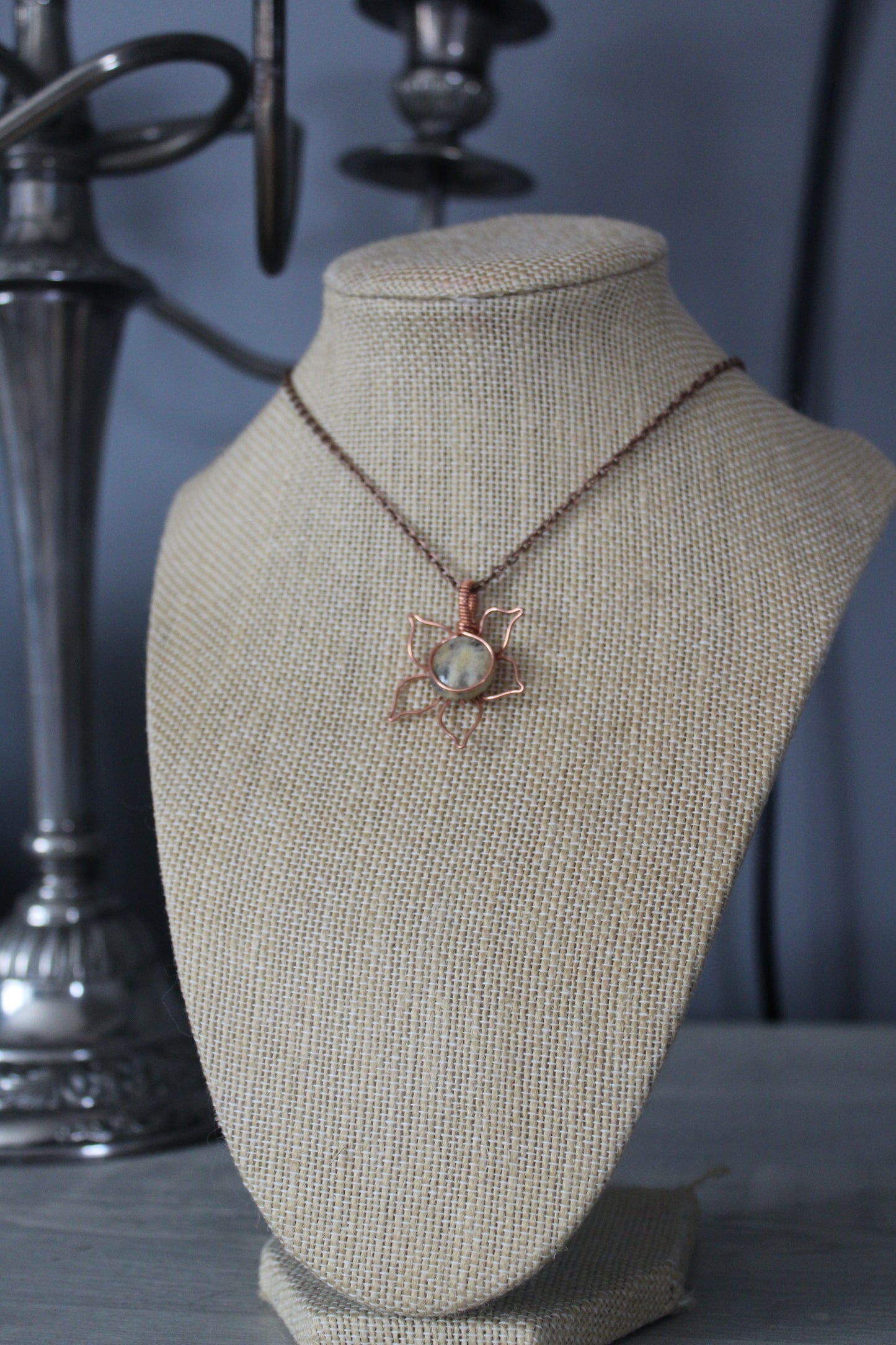 Yellow Agate Flower Pendant