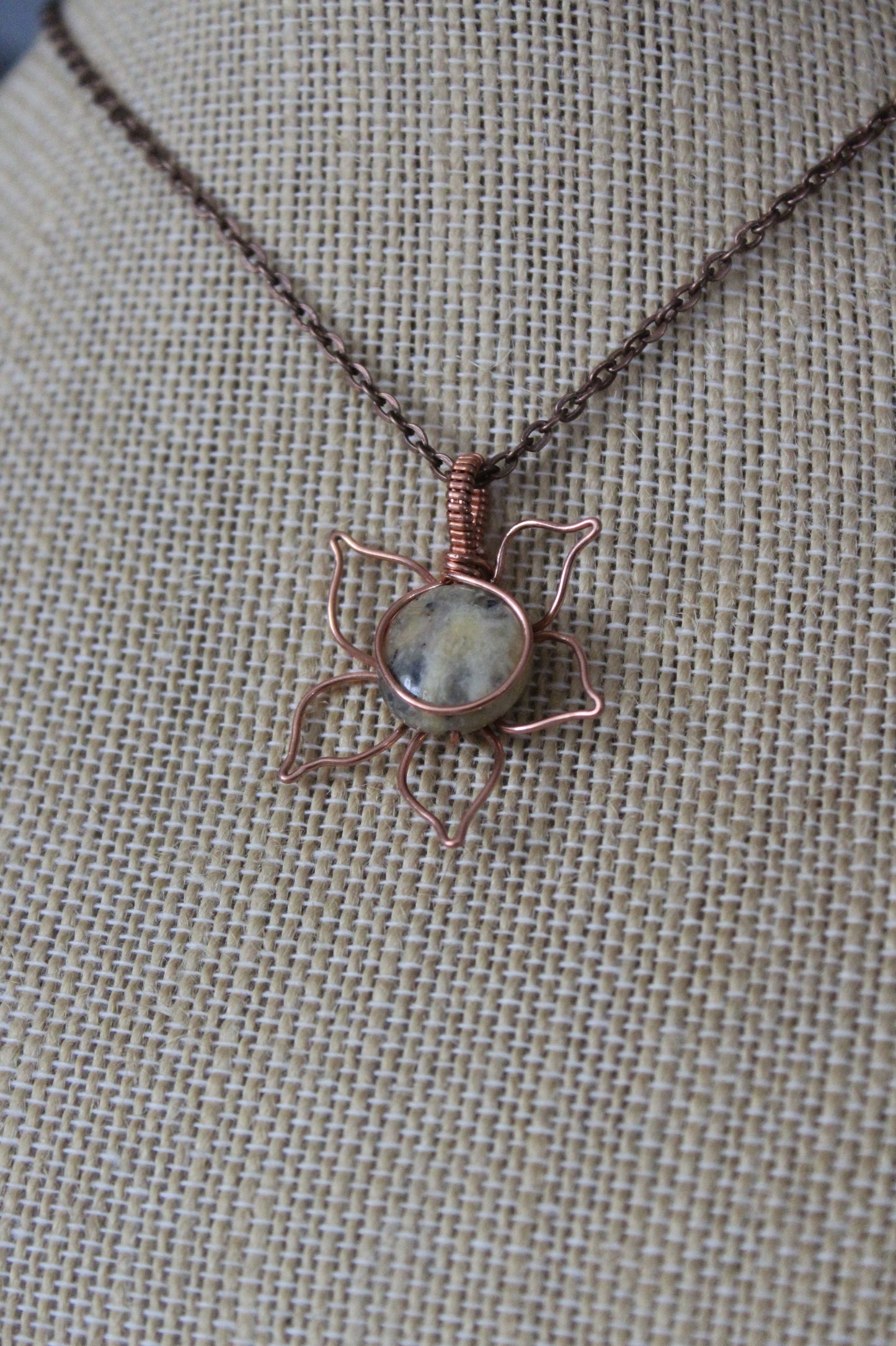 Yellow Agate Flower Pendant