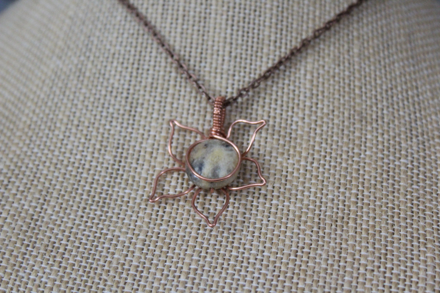 Yellow Agate Flower Pendant