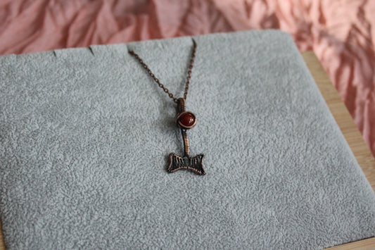 Red Banded Agate Double Sided Axe Pendant