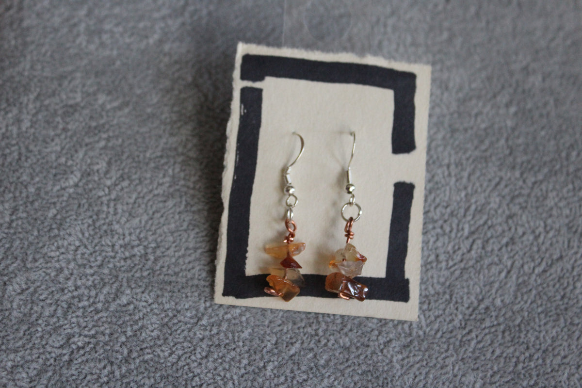 Carnelian Chip Bead Earrings
