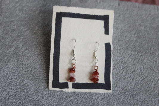 Red Banded Agate Chip Bead Earrings