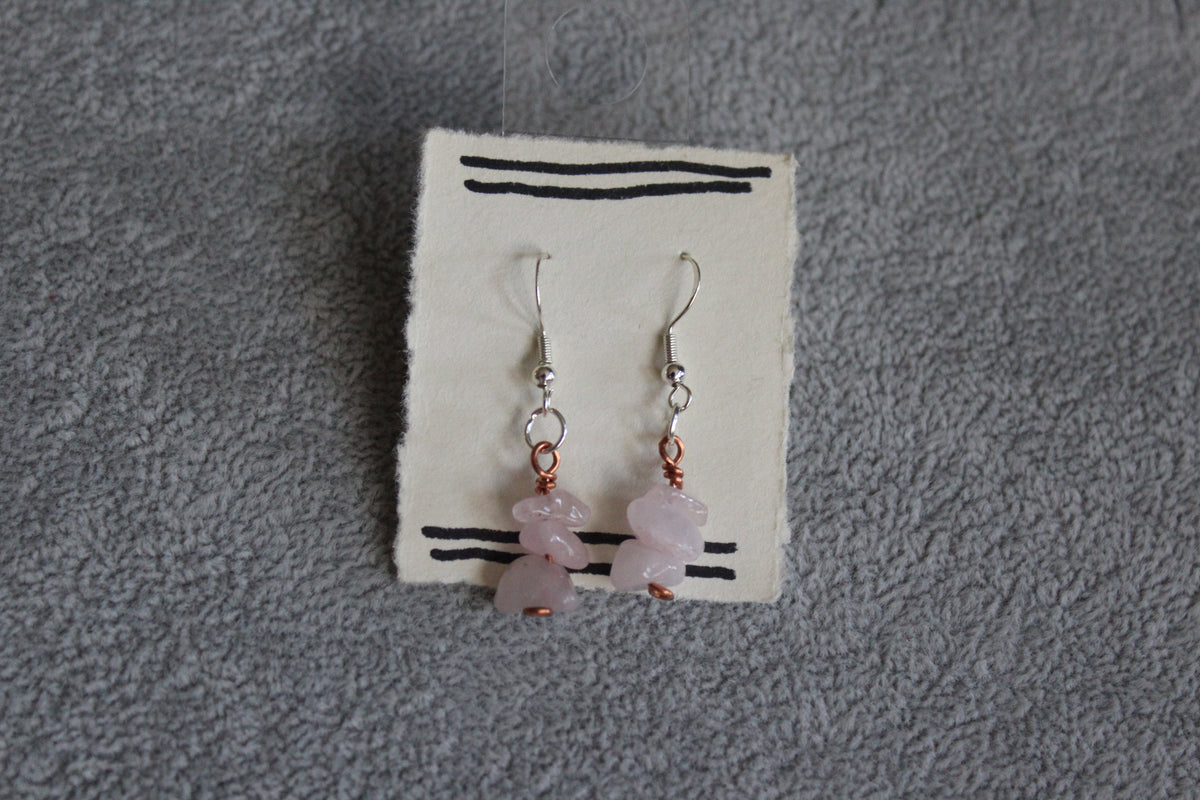 Rose Quartz Chip Bead Earrings