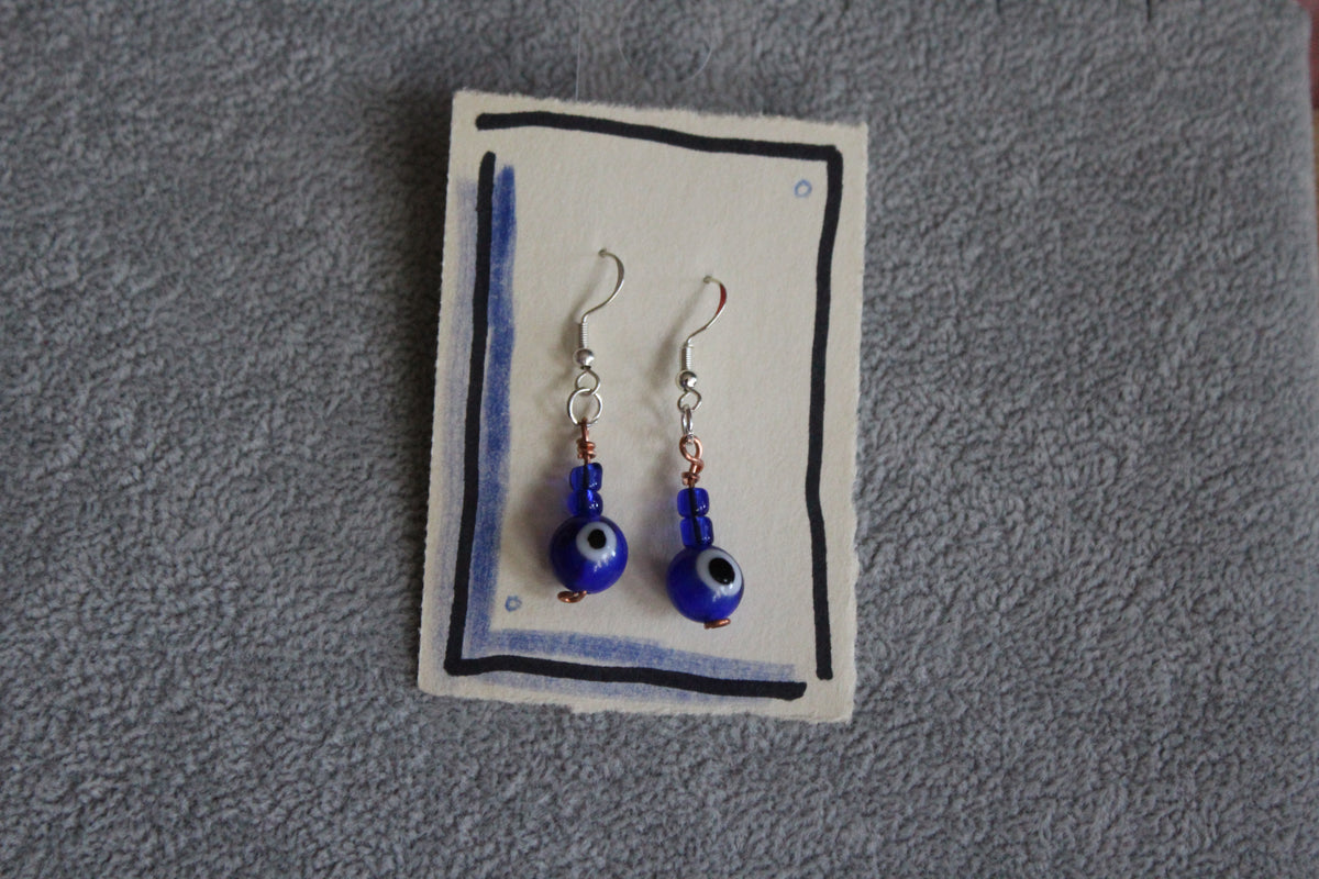 Royal Blue Evil Eye Earrings
